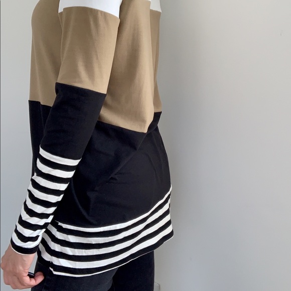 NEUTRAL COLOR BLOCK STRIPES TOP - Picture 3 of 5